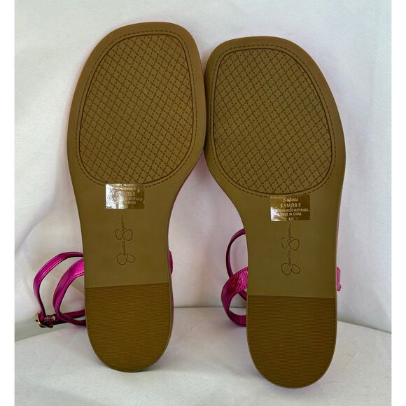 Jessica Simpson Betania Ankle Strap Flat Sandals Pink Size 8.5 M NWT - Picture 5 of 5